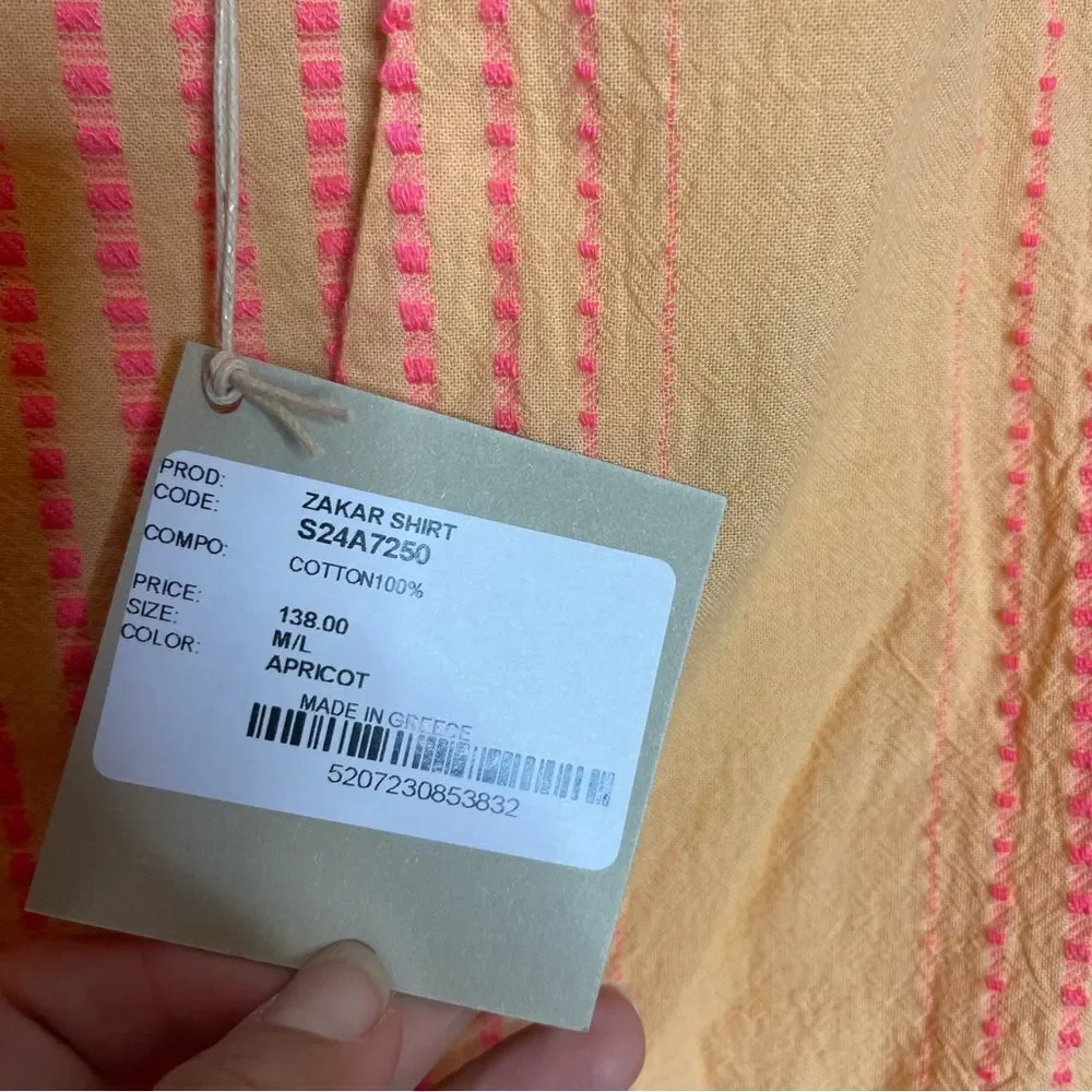AUGUST Greek resort brand ZAKAR Shirt NWT